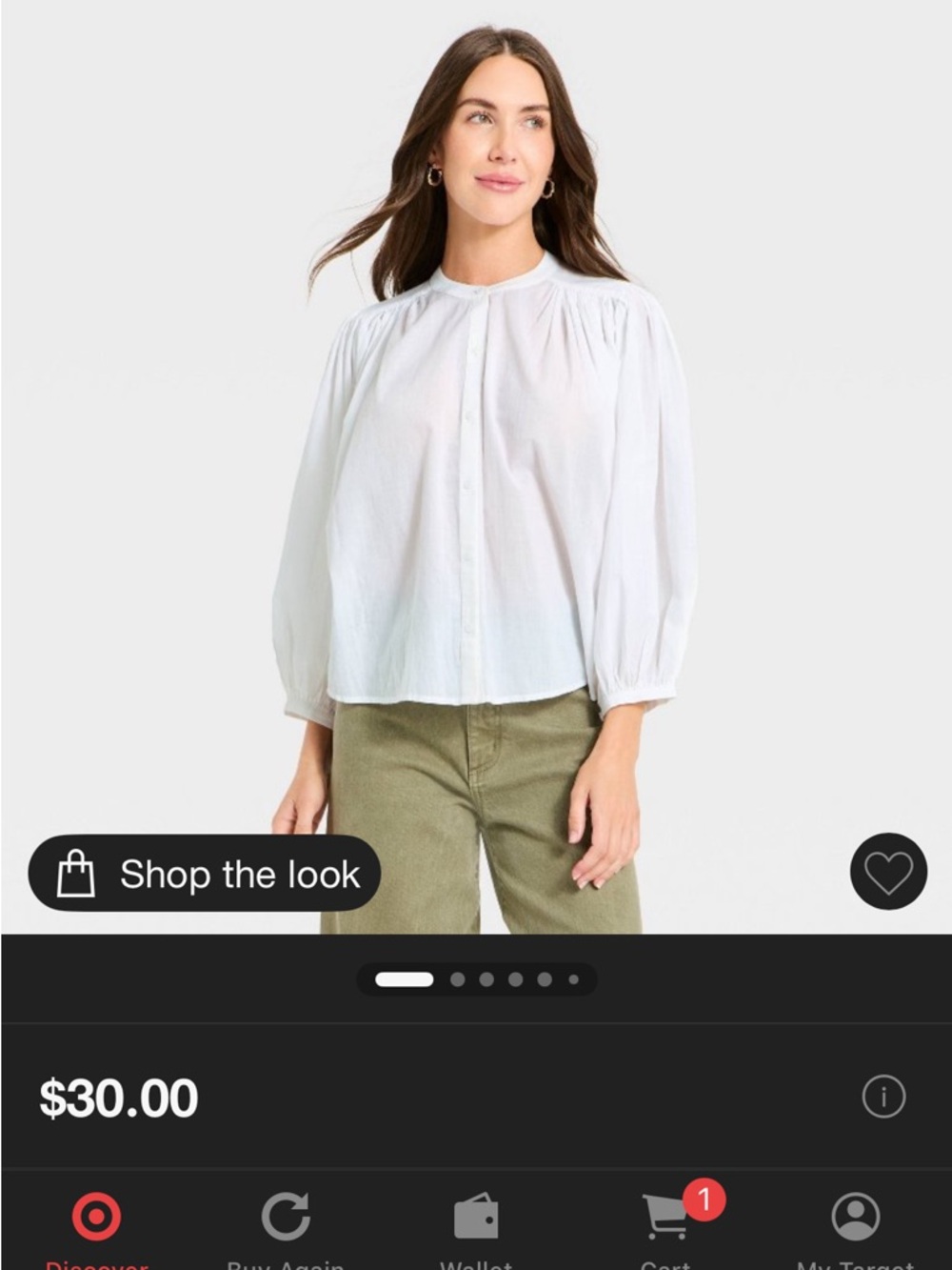 Women's Puff Long Sleeve Banded Collar Neck Blouse - Universal Thread